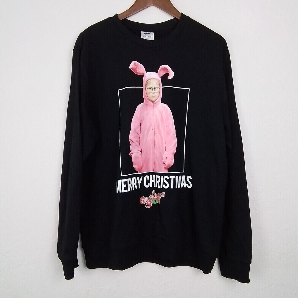 A Christmas Story Mens‎ Black Pullover Graphic Crew Neck  Size 42-44 Sweatshirt